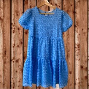 Zara Girls Floral Blue Lace Dress Size 13/14 NEW